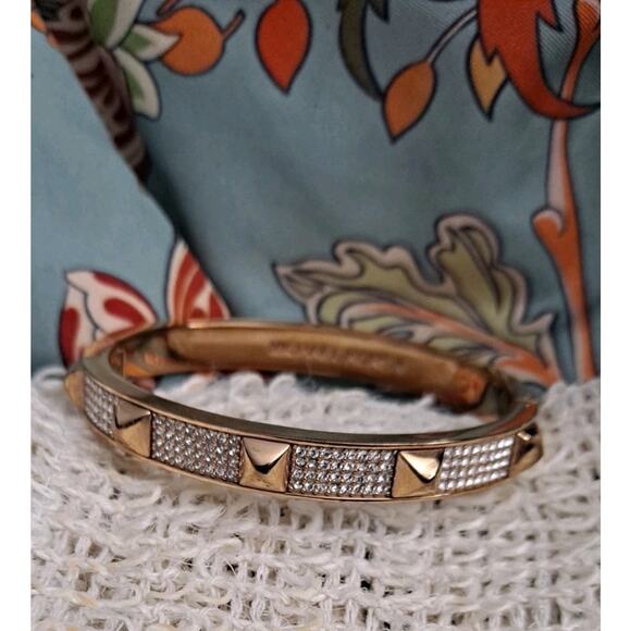 Michael Kors Bangle Pink Gold Stud Crystal Bracelet - Picture 8 of 8